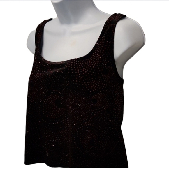 R & K Evening 2 Piece Set Dinner Jacket & Tank Red Metallic Sequin Top - Picture 10 of 11